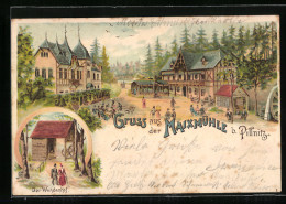 Lithographie Dresden-Pillnitz, Der Gasthof Maixmühle Und Der Wendenhof  - Pillnitz