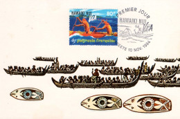 POLYNESIE CARTE MAXIMUM 1994 COURSE DE PIROGUES HAWAIKI  VA'A - Cartes-maximum
