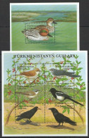 Turkmenistan 2002 MNH MS+SS, Birds, Magpie, Rook, Whitethroat, Cuckoo, Eurasian Teal - Coucous, Touracos