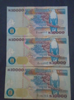 ZAMBIA, P  42a , 10000 Kwacha , 1992 ,  EF/AU + VF , 3 Notes - Zambia