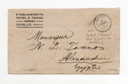 !!! CACHET ECHOPPE DE CAVALLE DE 1914 SUR LETTRE POUR ALEXANDRIE - TIMBRES AU DOS - RR - Covers & Documents