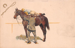 Hippisme - Jockey Sur Son Cheval - Equitation, Fer, Cravache, Fouet - Illustrateur Inconnu - Précurseur - Hippisme