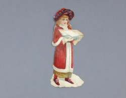 Ancien Chromo Polychrome Découpis, "jeune Fille à La Boite - Fête De Noël" , Vers 1900 - Kinder