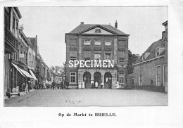 Prent - Op De Markt Te Brielle - 8.5x12.5 Cm - Brielle