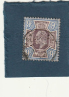 ///   ANGLETERRE ///    N° 115 --- 9 Pence -- Côte 70€ Bleu Et Brun Violet - Usati