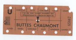 France /Carte Hebdomadaire De Travail / U 85867 /2éme Classe /RATP - METRO /1939-1945     TCK277 - Toegangskaarten