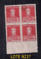 ARGENTINE 1924 GJ 599 SAN MARTIN 5C SANS POINT "U" EFFACER SUR IMAGE NEUF - Unused Stamps