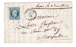 20 CORSE AJACCIO LAC TAD 15 Du 07/06/1853 PC 36 Sur N°10 Bien Margé TTB - 1852 Luigi-Napoleone