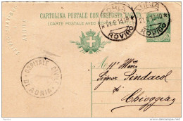 1913 CARTOLINA  CON ANNULLO  ADRIA    ROVIGO - Stamped Stationery