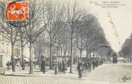 CPA. [75] > TOUT PARIS > N° 20 Bis - PLACE DES RIGOLLES ET RUE DES PYRENEES - (XXe Arrt.) - 1908 - TBE - Distrito: 20