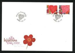 GREETINGS STAMPS - ST. VALENTINE'S DAY VALENTINSTAG SAINT-VALENTIN - SWEDEN 2000 MI 2157 2158 FDC HEARTS - Andere & Zonder Classificatie