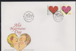 GREETINGS STAMPS - ST. VALENINE'S DAY VALENTINSTAG SAINT-VALENTIN SWEDEN SCHWEDEN SUEDE 1997 MI 1982 1983 FDC HEART LOVE - Andere & Zonder Classificatie