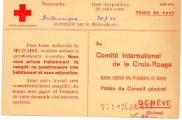 SINGAPOUR. 1943.  AVIS DE RECHERCHE POUR COMITE INTERNATIONAL CROIX-ROUGE GENEVE (SUISSE).  - Singapur (...-1959)