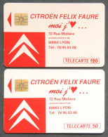 Télécartes CITROEN Felix Faure Rue Molière Préfecture Lyon 1991 Remise 7000F Achat 120U 50U Régie France Télécom - Unclassified