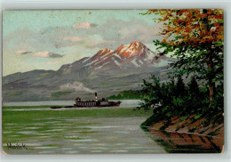 13033209 - Mailick Dampfer Auf Einem See, Litho 1902 AK - Kley