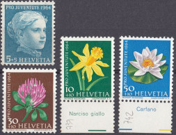 HELVETIA - SUISSE - SVIZZERA - 1964 - Lotto Di 4 Valori Nuovi MNH: Yvert 738, 739, 741 E 742. - Unused Stamps