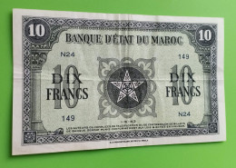 MAROC MOROCCO MARRUECOS MAROKKO BANQUE D'ETAT 10 FRANC 1943 . - Marokko