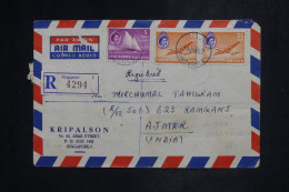 SINGAPOUR - Lettre Commerciale Recommandée Par Avion > L'Inde - 1957 -  A 3016 - Singapour (...-1959)