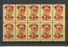 USA Vignettes Cash Value 1 Mill Profit Stamp TV As 10-block MNH - Zonder Classificatie