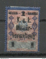 Österreich Austria K. U. K. Militärverwaltung 1912 Stempelmarke Mit Überruck 1 Heller * - Revenue Stamps