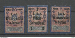 Österreich AUSTRIA K. U K. 1912/1916 Militärverwaltung In Serbien Revenue Tax Steuermarken MNH - Fiscali