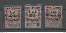 Österreich AUSTRIA K. U K. 1912/1916 Militärverwaltung In Serbien Revenue Tax Steuermarken MNH - Revenue Stamps