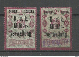 Österreich AUSTRIA K. U K. 1912 Militärverwaltung Revenue Tax Steuermarken  O - Fiscale Zegels