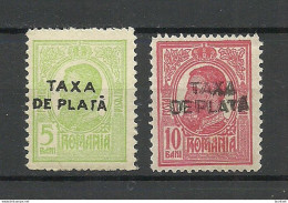 ROMANIA 1918 Notausgabe Für Die Moldau Michel 40 - 41 MNH Portomarken Postage Due NB! Mi 41 Looks Like Double OPT? - Port Dû (Taxe)