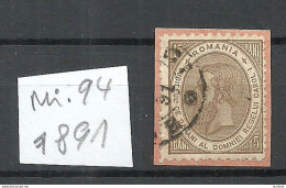 ROMANIA Rumänien 1891 Michel 94 O On Cover Out Cut - Usati