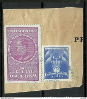ROMANIA ROMANA Rumänien - 2 Old Revenue Tax Fiscal Stamps Timbru Fiscal  On Cout Out - Fiscales