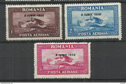 ROMANIA Rumänien 1930 Michel 372 - 374 * Air Planes Flugzeuge - Unused Stamps