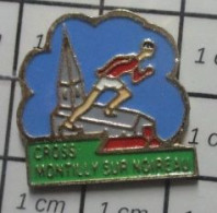 113D Pin's Pins / Beau Et Rare / SPORTS / ATHLETISME CROSS MONTILLY SUR NOIREAU EGLISE - Athletics