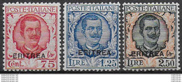 1926 Eritrea VE III 3v. Sopr. Bc MNH Sassone N. 113/115 - Autres & Non Classés