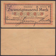 Rotthausen 20000 20.000 Mark Banknote 1923 VF (3)   (22856 - Autres & Non Classés