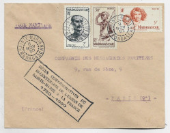 MADAGASCAR 2FR+50C+5FR LETTRE SAINTE MARIE 8 NOV 1950 VOIE MARITIME + BICENTENAIRE DE L'UNION 1750 1950 - Covers & Documents