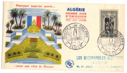 ALGERIE YT N°330 SUR CARTE ILLUSTREE OBLITEREE PREMIER JOUR(FDC) - FDC