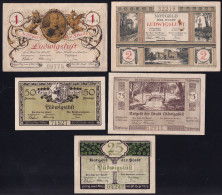 5x Ludwigslust: 25 Pfennig Bis 2 Mark 1.3.1922 - Sammlungen