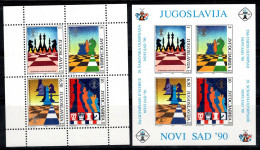 Yougoslavie 1990 Mi. Bl. 38-39 Bloc Feuillet 100% Neuf ** Olympiade D'échecs - Blocs-feuillets