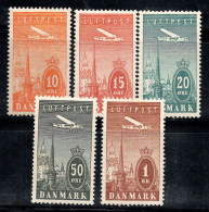 Danemark 1934 Mi. 217-221 Neuf * MH 100% Poste Aérienne - Poste Aérienne