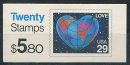 ÉTATS-UNIS 1991 Mi. 2132 Carnet 100% Neuf ** Carte De La Terre, Coeur - 3. 1981-...