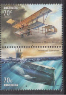 2014 Australia Military Vehicles Airplane Submarine Aviation Complete Pair MNH - Neufs