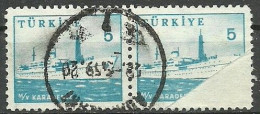 Turkey; 1959 Pictorial Postage Stamp 5 K. "Folding ERROR" - Oblitérés