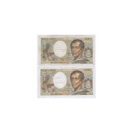 Lot De 2 BILLETS FRANCE 200 Francs MONTESQUIEU L'ART DES GENTS - 200 F 1981-1994 ''Montesquieu''