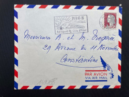 LETTRE Par Avion Pour ALGERIE TP M DE DECARIS 0,25 OBL.MEC.14-7 1962 NICE RP (06) - 1962-1965 Coq De Decaris