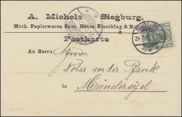 Germania 5 Pf. EF Postkarte Papierwaren Michels SIEGBURG 24.7.06 N. Münstereifel - Andere & Zonder Classificatie