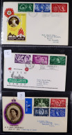 1953 - 1958 Group Of 6 Illustrated, Typed Addressed Fdcs With Full Sets, 1953 Coronation (2, One Long Live The Queen Slo - FDC