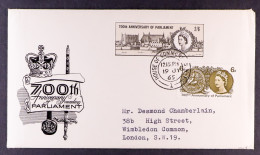 1965 Anniv. Of Parliament Non-phos Set On Illustrated, Typed Addressed Fdc With House Of Commons Cds. Very Fine. - FDC