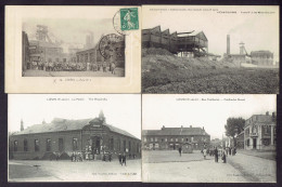 LOT 5 CP DPT 62 - LIEVIN - MAIRIE - EGLISE - MINES DE LIEVIN FOSSE N°1 ET N°2 - RUE FAIDHERBE - Lievin