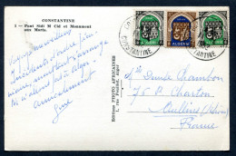 RC 27642 ALGERIE 1952 ARMOIRIES SUR CARTE POSTALE DE CONSTANTINE POUR LA FRANCE - Lettres & Documents
