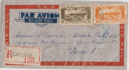 GUYANE - 1938 - POSTE AERIENNE - ENVELOPPE RECOMMANDEE PAR AVION De CAYENNE => PARIS - Covers & Documents